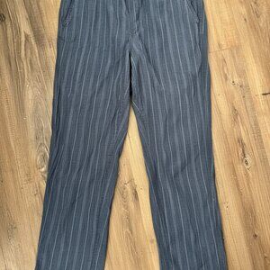 L.L.Bean Favorite Fit Striped Pull On Pants 14R Blue Coastal Chic